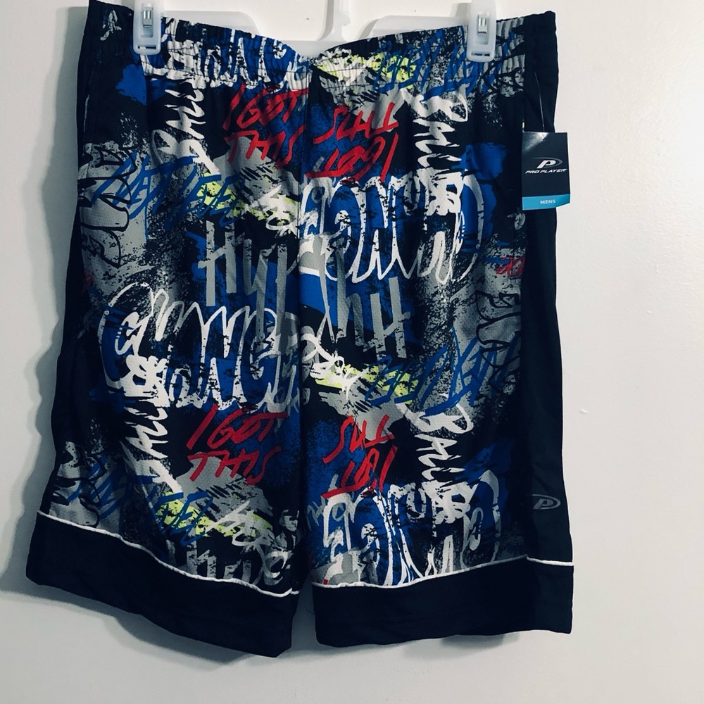 Men’s Short multi color Galaxi graphics  two side pockets pull on black .XL